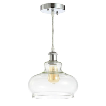 Hampton 9.38" Adjustable Iron/Glass Pharmacy LED Pendant - JONATHAN Y